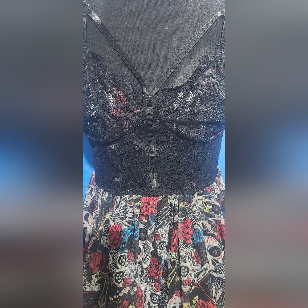 Avidlove Skull and Flower Black Lace Lingerie Size 14W image 5